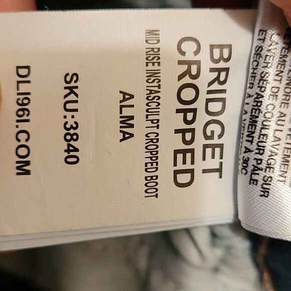 NEW 27 DL1961 Bridget mid rise instasculpt cropped boot cut jeans ALMA NWT - Picture 5 of 6